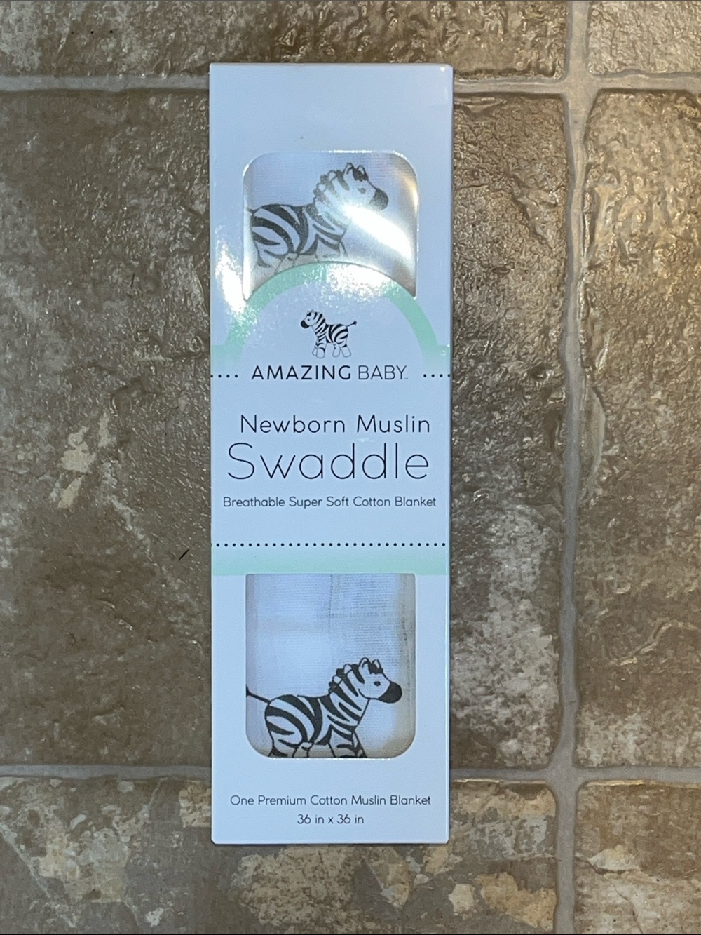 NWT Amazing Baby White Newborn Muslin Swaddle Blanket - Zebra Print